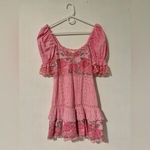 LoveShackFancy Thressey Mini Dress Size 0 in Frosted Berry New with Tags